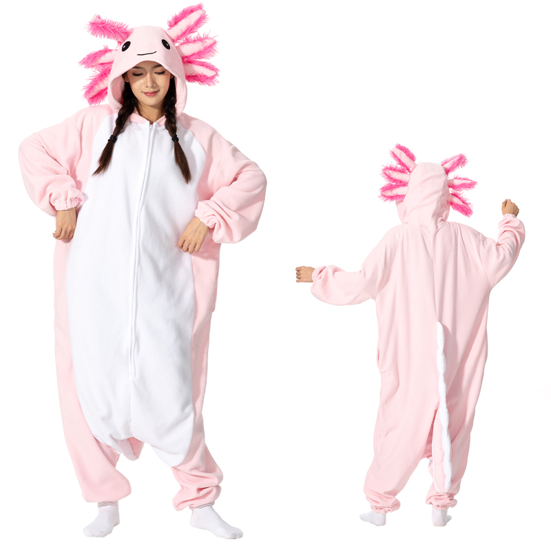 Fleece Hoodie Lined - Animal Kigurumi Costume Halloween Onesie Pink