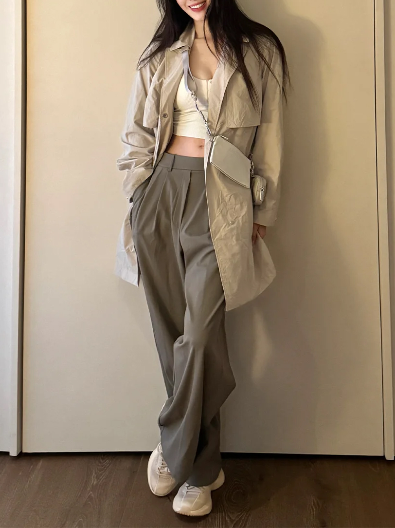 Winter Wear Clothes - Pocketed suit pants with pleats, cool