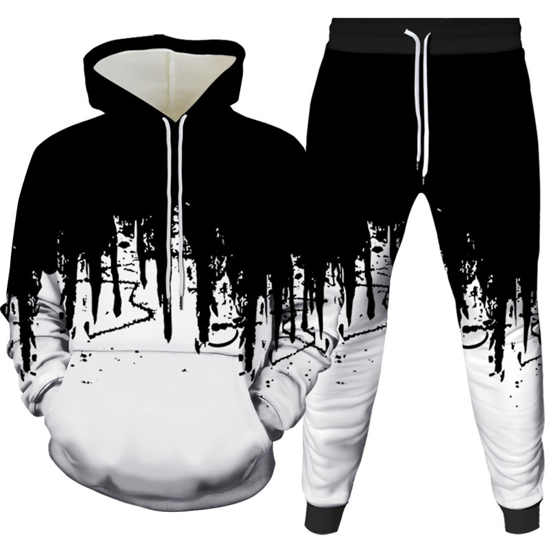 Winter Clothing For - Ink Painting 3D Printed Hoodie Pant