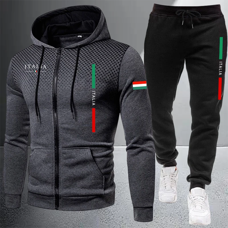 Men's Tracksuit Casual Zip Hoo - đánh giá và giá Winter Clothing Material