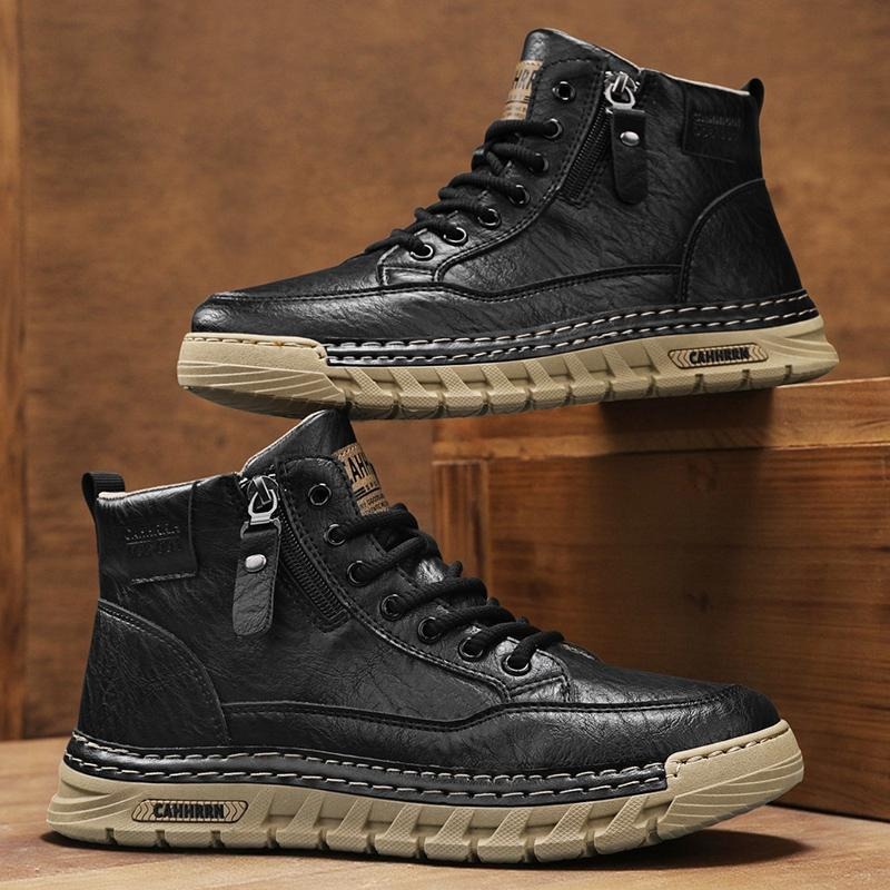 Men Leather High Top Ankle Boo - đánh giá và giá Winter Clothing Material