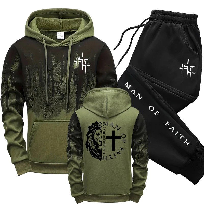 Man of Faith Pattern Men's Set - đánh giá và giá Winter Wear Clothes