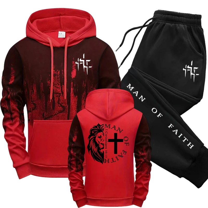 Man of Faith Pattern Men's Set - đánh giá và giá Winter Wear Clothes